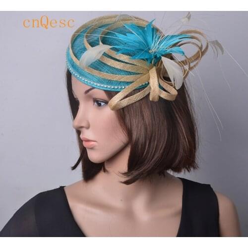 NEW Wholesale Attractive multiple Ladies hat sinamay fascinator feather flower for wedding Womens hat Races Party.FREE SHIPPING