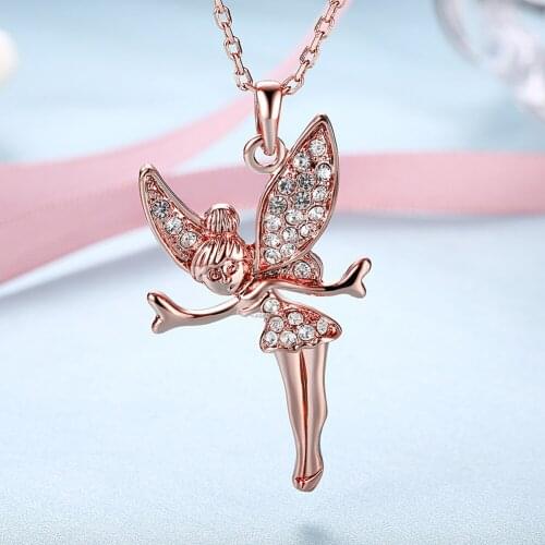 New 18K gold Necklaces Angel Crystal Pendant 18 Inches fashion Women high quality Jewelrys party Wedding Christmas Gifts