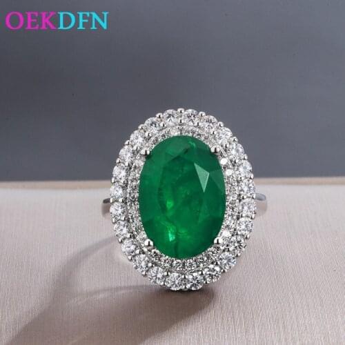 OEKDFN 100% 925 Sterling Silver Rings Women Created Moissanite Emerald Gemstone Wedding Engagement Bands Fine Jewelry Wholesale