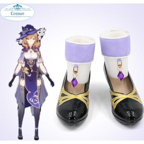Game Genshin Impact Cosplay Halloween Lisa Wigs Cosplay Shoes Genshin Impact Mondstadt Lisa Princess Shoes Hairs Women Girls