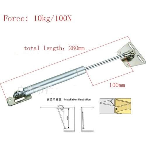 Kitchen Cabinet Door Lift Pneumatic Support Hydraulic 280mm central distance, 100mm strok Gas Spring Stay for Wood Box