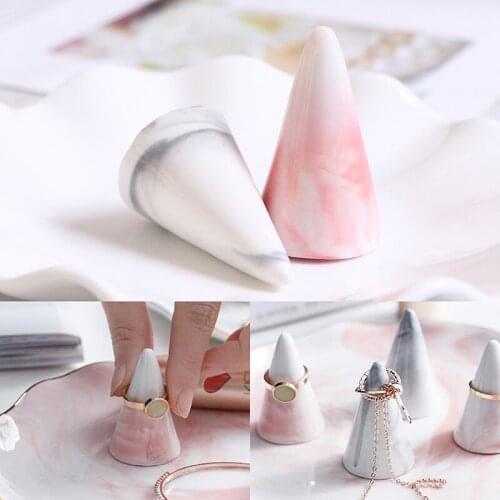 1pcs Minimalist Nordic Style Ring Display Stand Tray Ceramic Jewelry Storage Finger Cone Ring Holder Craft