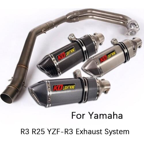 Full Exhaust System for Yamaha R3 R25 YZF-R3 MT-03 Motorcycle Exhaust Pipe Header Mid Pipe Slip On 51mm Mufflers with DB Killer