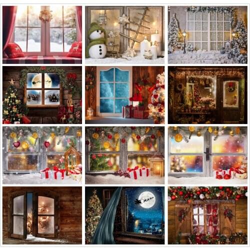 Christmas Photography Backdrops Holiday Xmas Window Newborns Baby Shower Kids Photo Booth Background Studio Photocalls Props