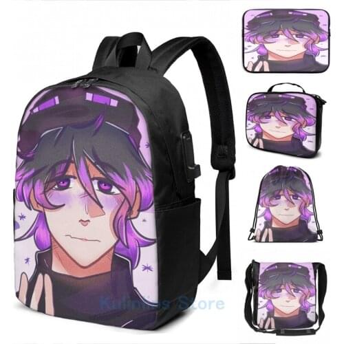 Funny Graphic print Ender mark USB Charge Backpack men School bags Women bag Travel laptop bag