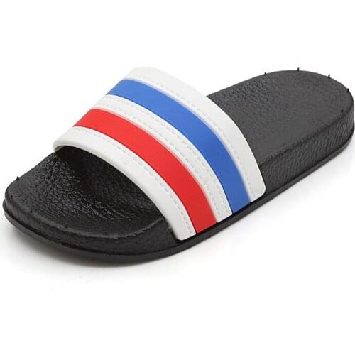 Kids Slippers Unisex Pvc Striped Soft Sole Boys Girls Flip Flops Children Indoor Slippers Summer Toddler House Shoes Fashion New