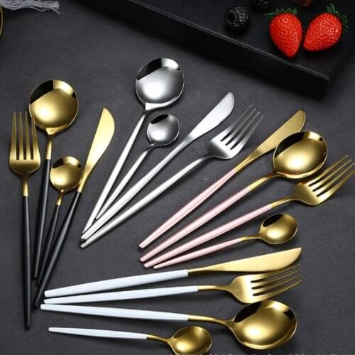 Stainless Steel Cutlery Western Tableware Coffee Stirring Spoon Steak Knife Four-piece Cutlery Spoon Fork Knife