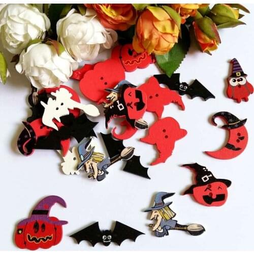 40pc Mixed Halloween Sewing Wooden Buttons For Clothes Knitting Crafts Scrapbooking DIY Fabric Needlework Accessories