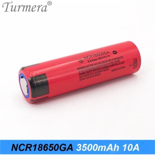 Turmera 18650 3500mAh Battery NCR18650GA 10A Discharge Current for Power Bank or 12V 16.8V 21V 25V Shura Screwdriver Battery Use