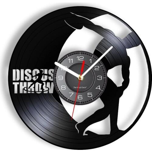 Discus Throw Inspired Vinyl LP Wall Clock Retro Room Stadium Decor Sports Training Exercise LED Illuminated Wall Watch Art Decor