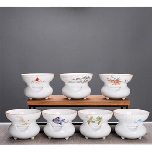 High White Porcelain Tea Leaking Tea Strainer Ceramic Kung Fu Tea Set Accessories Tea Infuser Filter Tea Strainers Tea Infusers