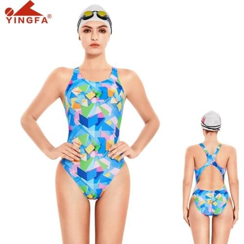 Yingfa digital printing professional training competition swimsuit female racing quick-drying anti-chlorine women swimwear 666