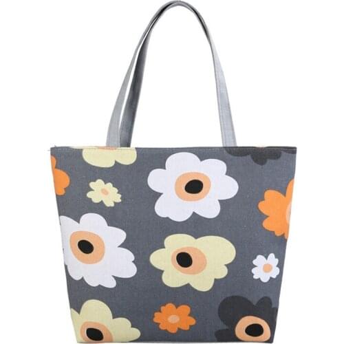 Womens Ethnic Style Canvas Handbag Female Tote Ladies Large Capacity Shopping Bag Reusable Shoulder Handbags