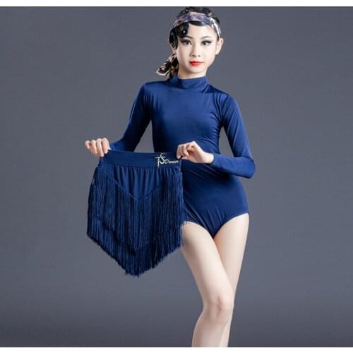 2021 Latin Dance Costumes For Girls Long Sleeve Bodysuit Tassel Skirts Salsa/Ballroom/Tango/Chacha Latin Performance Wear SL4688