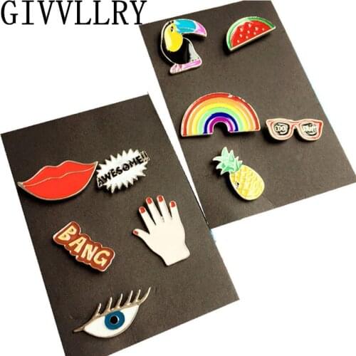 1 Set Bird Lip Cartoon Enamel Mini Button Brooch Pin For Women Shirt Collar Pin Brooches Badge Jewelry Accessories gift