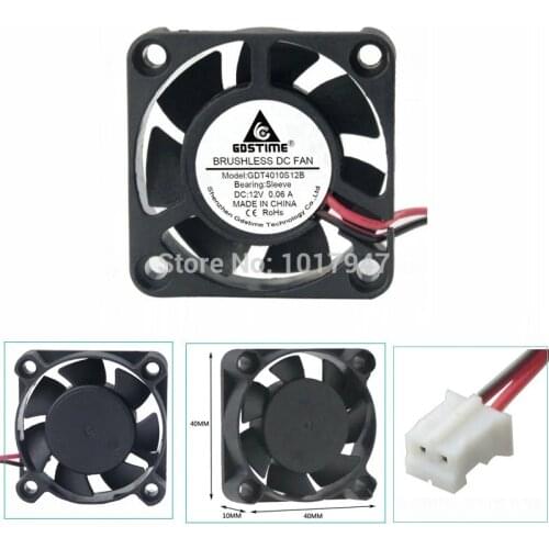 10 Pieces LOT Gdstime DC 12V 2Pin 4cm 40x40x10mm 40mm 4010 Small Brushless Cooling Cooler Fan