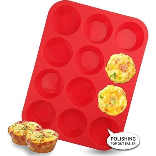 12 Cups Silicone Muffin Pan Mini Muffin Cup Cupcake Mould Diy Cookies Fondant Baking Pan Non-Stick Tart Cake Mold Baking Tools