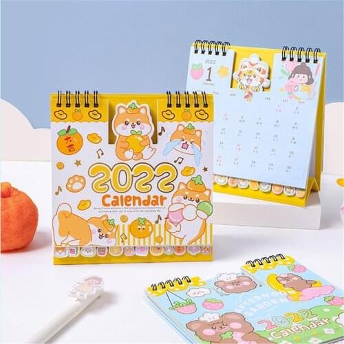 2022 Cute Cartoon Rabbit Bear Calendars Kawaii Daily 365 Planner Monthly Planner Date Organizer Office Desk Decoration Gift