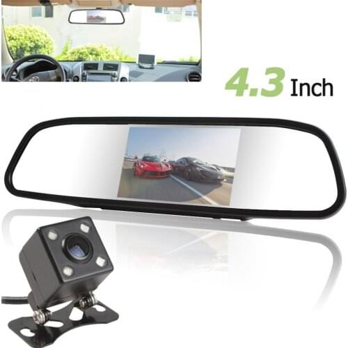 480 x 272 4.3 Inch Color Digital TFT LCD Screen Car Rear View Mirror Monitor + 420 TV Lines Vision Camera Wide Angle Lens