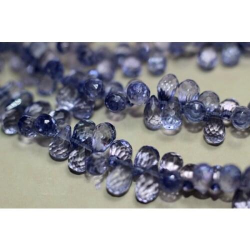 One PIECE loose beads blue Topaz drop faceted 7-8mm for DIY jewelry making FPPJ wholesale beads nature gem stone