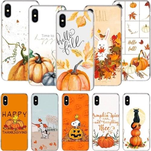 Pumpkin Happy Fall Autumn Phone Case For iPhone 11 12 Pro XS XR X Max 7 8 6 6S Plus Mini + 5 SE Pattern Customized Coque Cover C