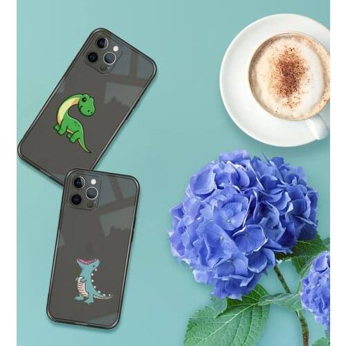 Dinosaur Phone Case For iPhone 12 11 8 7 se 2020 pro X XS XR MAX Plus Black Transparent Cover