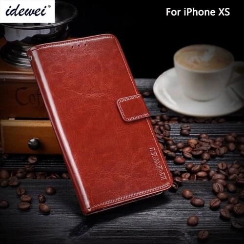 IDEWEI For iPhone XS Case Cover Luxury Leather Phone Case For Apple iPhone XS Protective Flip Case Wallet Case 5.8"