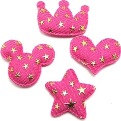 32Pcs Denim gold stamp Star Heart Mouse head Crown Shape Appliques for childrens crafts Hair Hat Decor Ornament Accessories