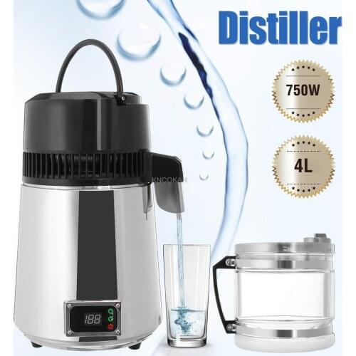 4L 750W Household Pure Water Distiller Electric Stainless Steel Water Purifier Container Filter Distilled Water Machine Glass