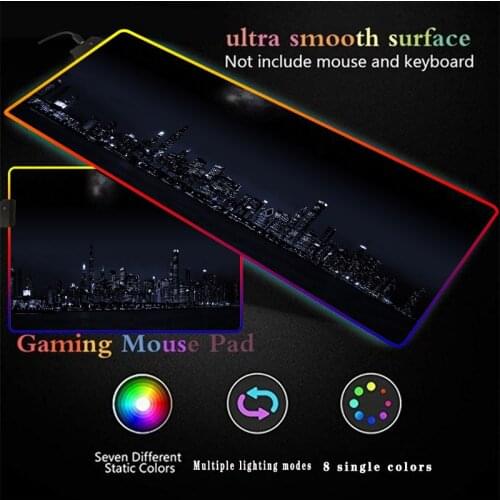 City Night View RGB Gaming Accessories Mousepad 14 Colors Large LED Lighting Speed Mouse Pad PC Laptop Keyboard Desk Carpet XXL