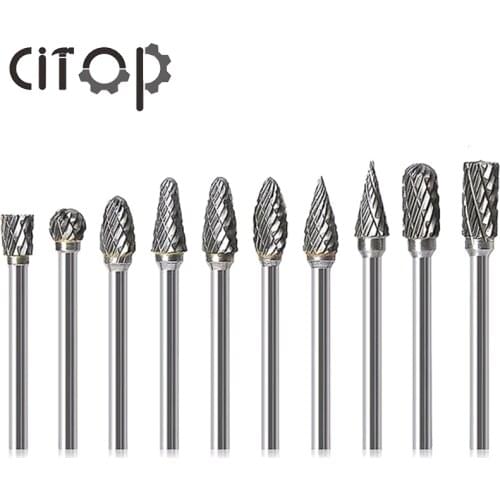 10Pcs/Set 3*6mm Shank Tungsten Carbide Milling Cutter Rotary Tool Burr Drill Bit Electric Grinding Cutting Edge Head for Carving