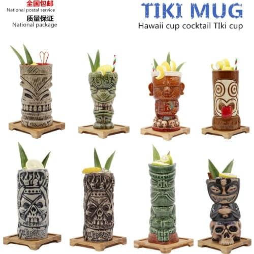 Hawaii Tiki Mugs Cocktail Football Cup Beer Beverage Mug Wine Mug Ceramic Tiki Mugs