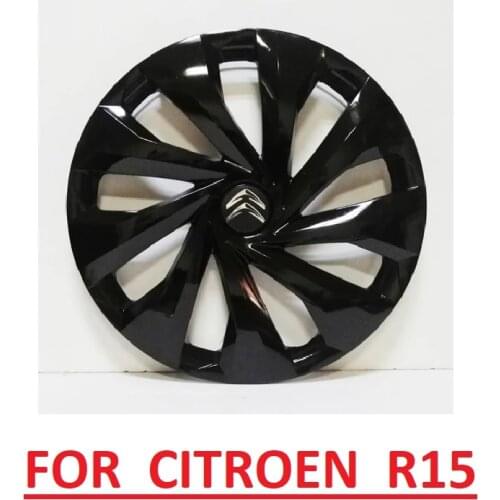 Car Wheel Rim Cover R15 For Citroen Piano Bright Glossy Black Flexible Plastic Caps 15 inch 4pcs/set With Emblem Auto Tuning