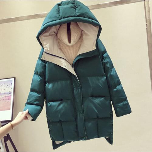 Winter Jacket Women 2021 Fashion Korean Loose Hooded Coat Thicken Plus size Female Parkas Down cotton Student Long Snow Outwear