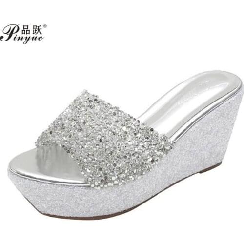 Summer Style Women Shoes Casual Home Beach Sandals Slippers Transparent crystal slippers size 34--39