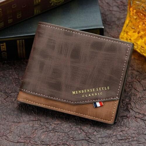 Hot Sale Fashion Men Business Wallet Money Bag Solid Leather Short Card Holder Vintage Multi-Card Purse Coin Zipper Gift For Men