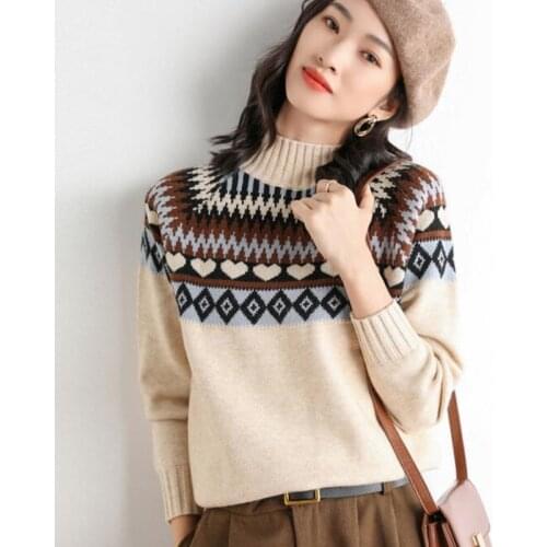 Fashion Women Crew Neck Cashmere Sweater Autumn Winter Beige light tan Knitted Jumper Female Casual Pullover Sweaters