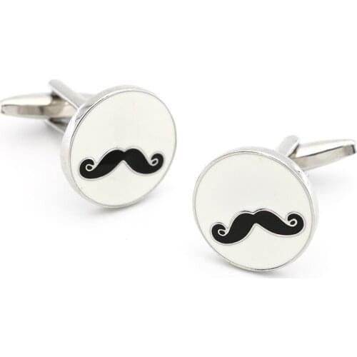 Mens Round Beard Cuff Links Copper Material White Color