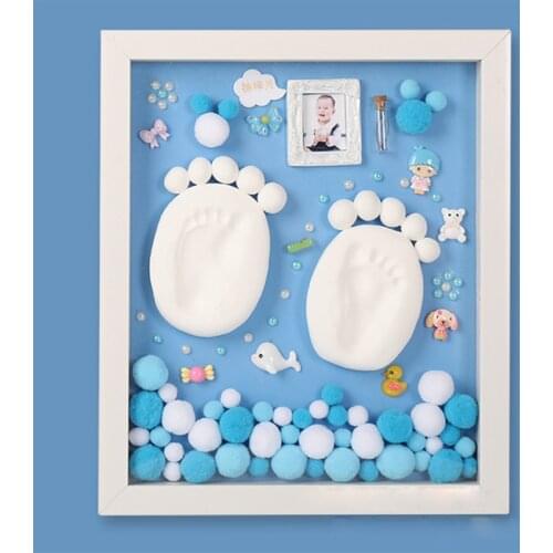 3D Newborn Baby DIY Set Handmade Handprint Footprint Kit Soft Clay Photo Frame Baby Souvenirs Hand Foot Mold Hundred Days Gift