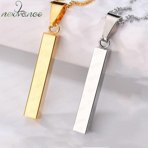Nextvance Stainless Steel Name Date Strip Necklace Personalized Engraved ID Pendant Necklace For Fans Friend Christmas Gift
