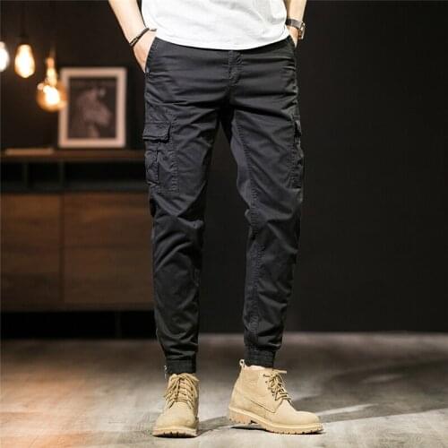 2021 Spring Autumn New Retro Khaki Black Overalls Men Heavy Industry Zipper Tapered Pants Loose Multi-pocket Trousers Male