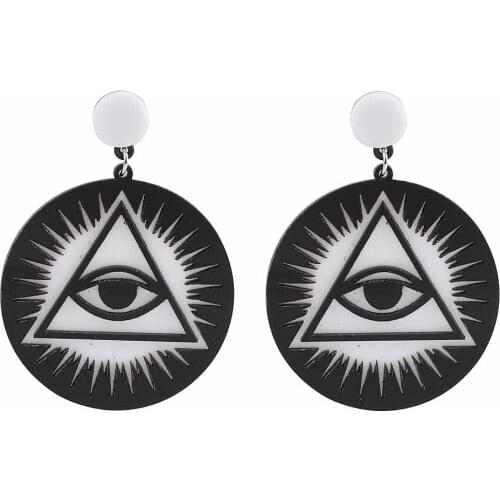 Punk Black White Geometric Acrylic Drop Earrings For Women Girls Unique Triangle Round Eyes Dangle Earrings Party Jewelry Gifts