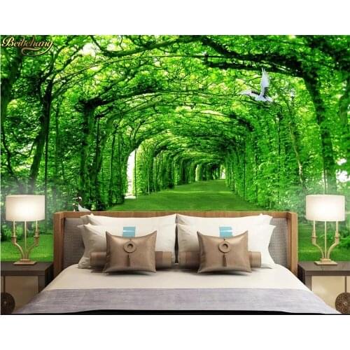 Beibehang Custom wallpaper fresh green boulevard 3D TV background wall wallpapers for living room papel de parede
