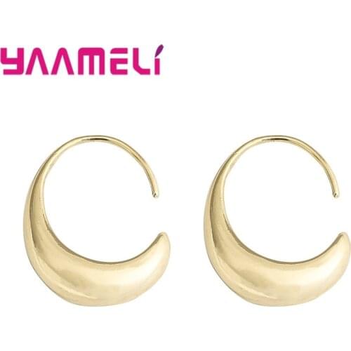 Simple Solid Sterling Silver 925 Earring Jewelry Geometric Shaped Korean OL Style Pendientes for Woman Girl Party Accessories