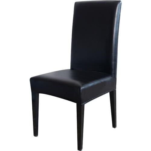 Stretch Solid PU Leather Waterproof Dining Chair Covers Slipcover Removable Short Chair Cover for Home Party Wedding Decoration