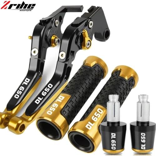 Motorcycle CNC Adjustable Brake Clutch Levers Handlebar Knobs Handle Bar Grip End Plug For SUZUKI DL650 VSTROM 2011-2018 2017