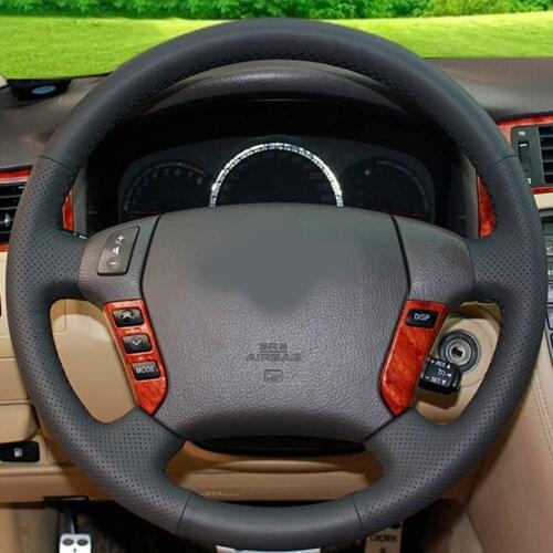 Hand-stitched Steering Wheel Cover Black Artificial Leather Car Steering Wheel Covers Wrap for Toyota Crown 2005-2009