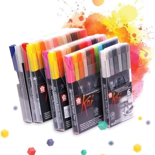 Sakura Koi XBR Coloring Brush Marker Pen Flexible Brush Marker Water Based Ink Painting Supplies Art Water Color Pen
