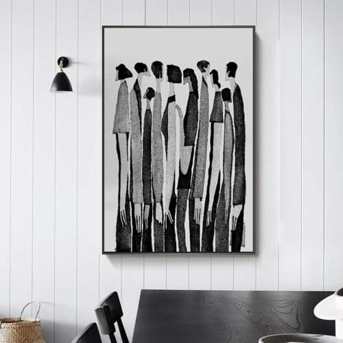 Modern Black and White Abstract Characters Fashion Poster Painting Canvas Print Art Wall Art Pictures for Living Room Home Decor