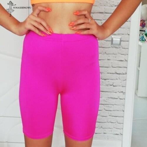 High Waist Sports Shorts Women Biker Shorts Summer Casual Sexy Skinny Exercise Fitness Solid Bodycon Cycling Slim Colour Bottoms
